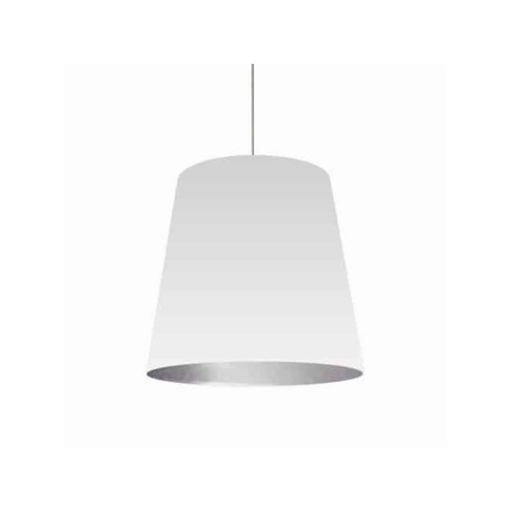 1LT Oversized Drum Pendant,Large - Wht/Slv. Picture 1