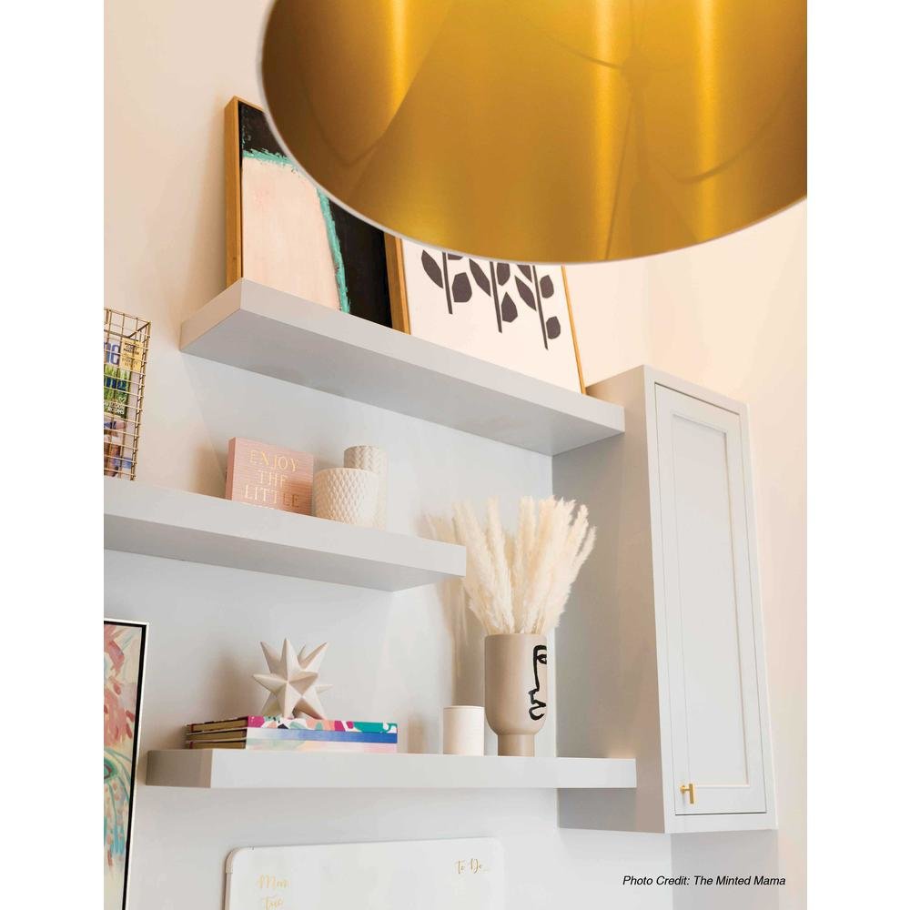1LT Oversized Drum Pendant,Large - Wht/Gld. Picture 6