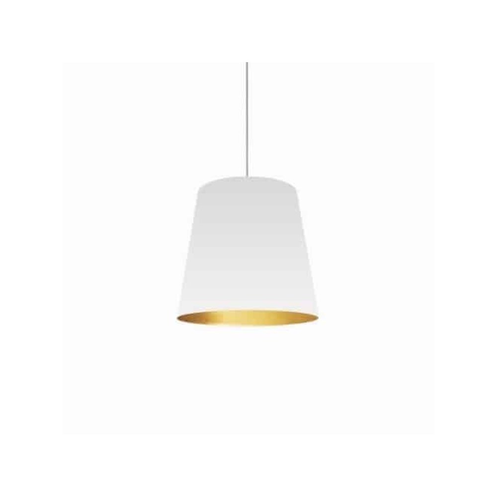 1LT Oversized Drum Pendant,Medium - Wht/Gld. Picture 1