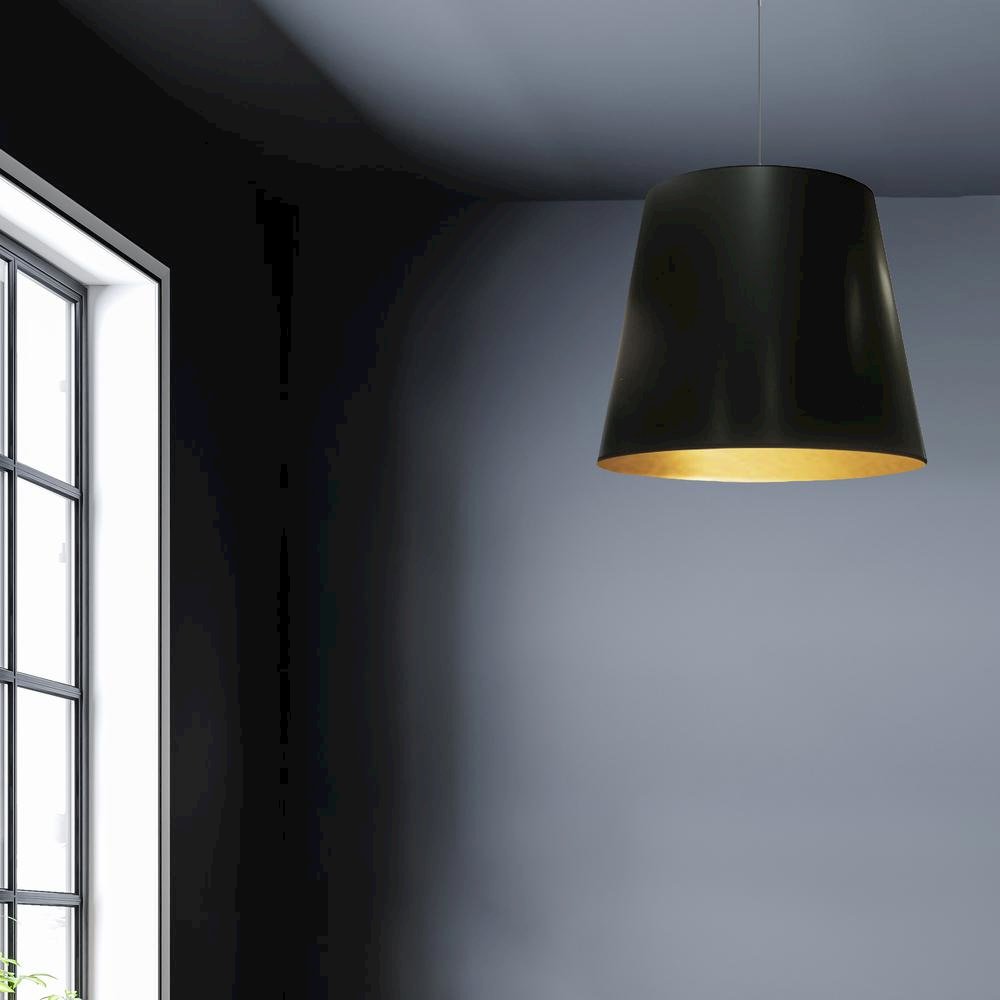 1LT Oversized Drum Pendant,Medium - Blk/Gld. Picture 2