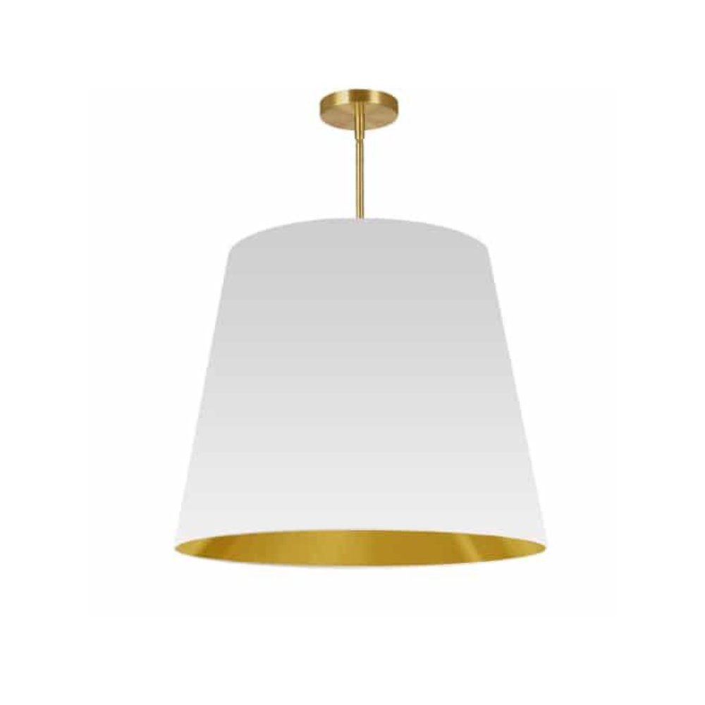 1LT Oversized Drum Pendant Large, WH/GLD Shade. Picture 1