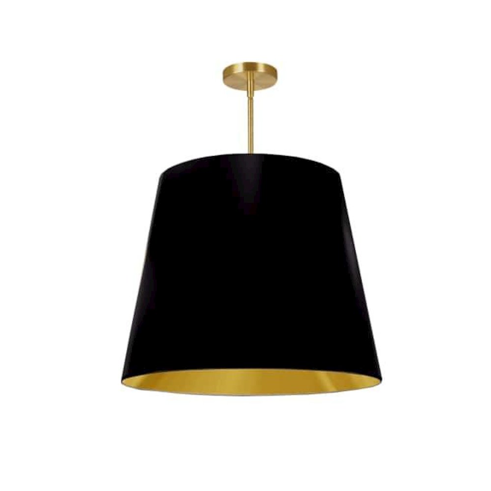 1LT Oversized Drum Pendant Large, BK/GLD Shade. Picture 1