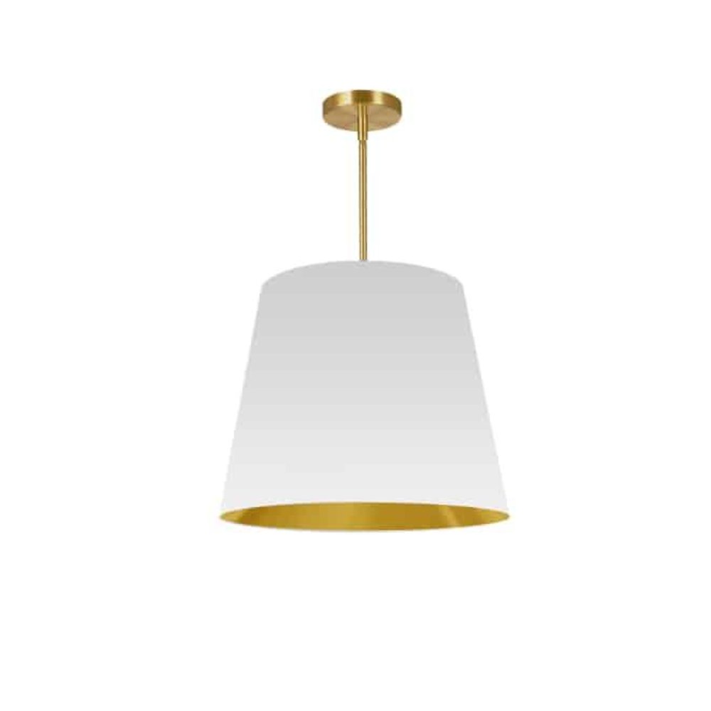 1LT Oversized Drum Pendant Medium, WH/GLD Shade. Picture 1