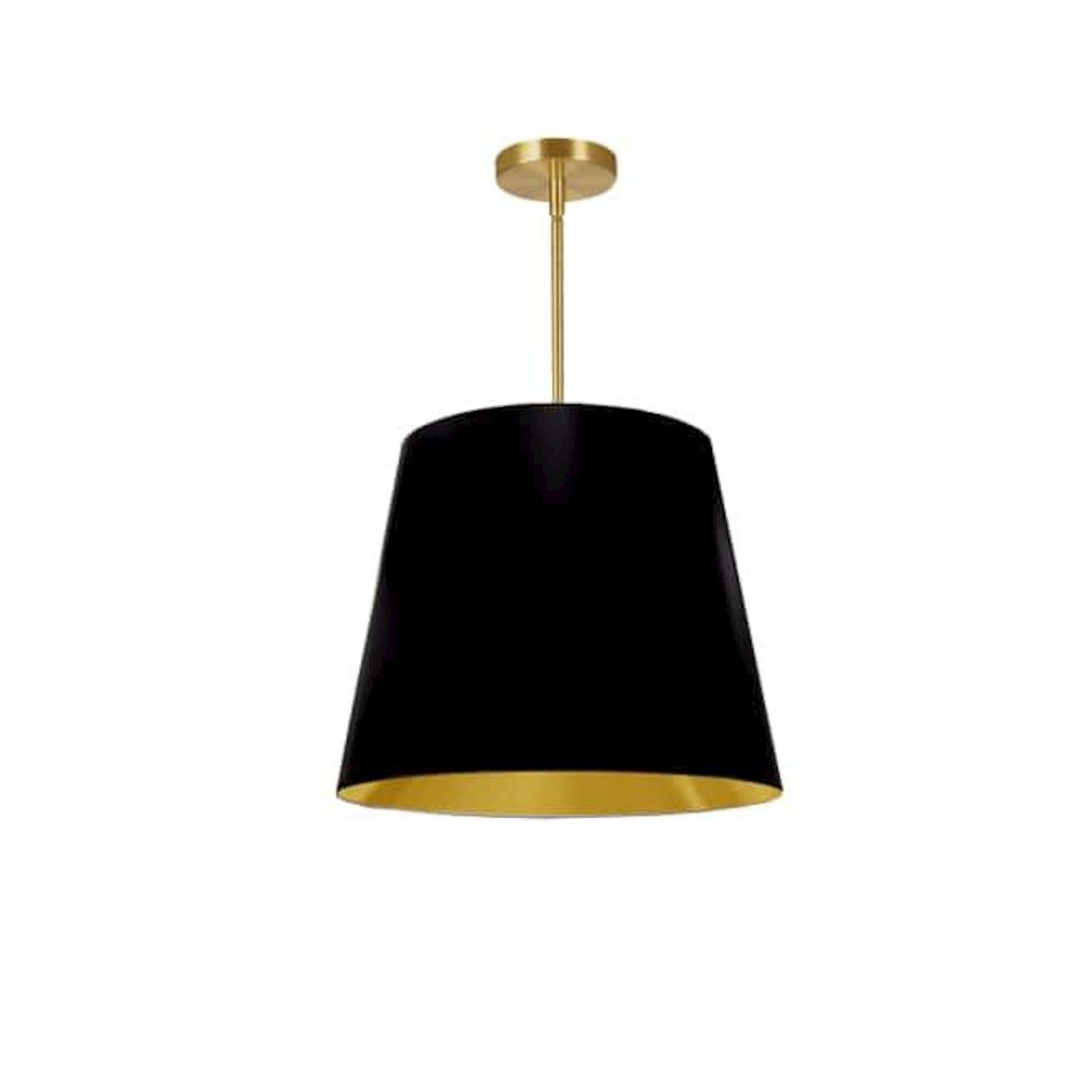 1LT Oversized Drum Pendant Medium, BK/GLD Shade. Picture 1