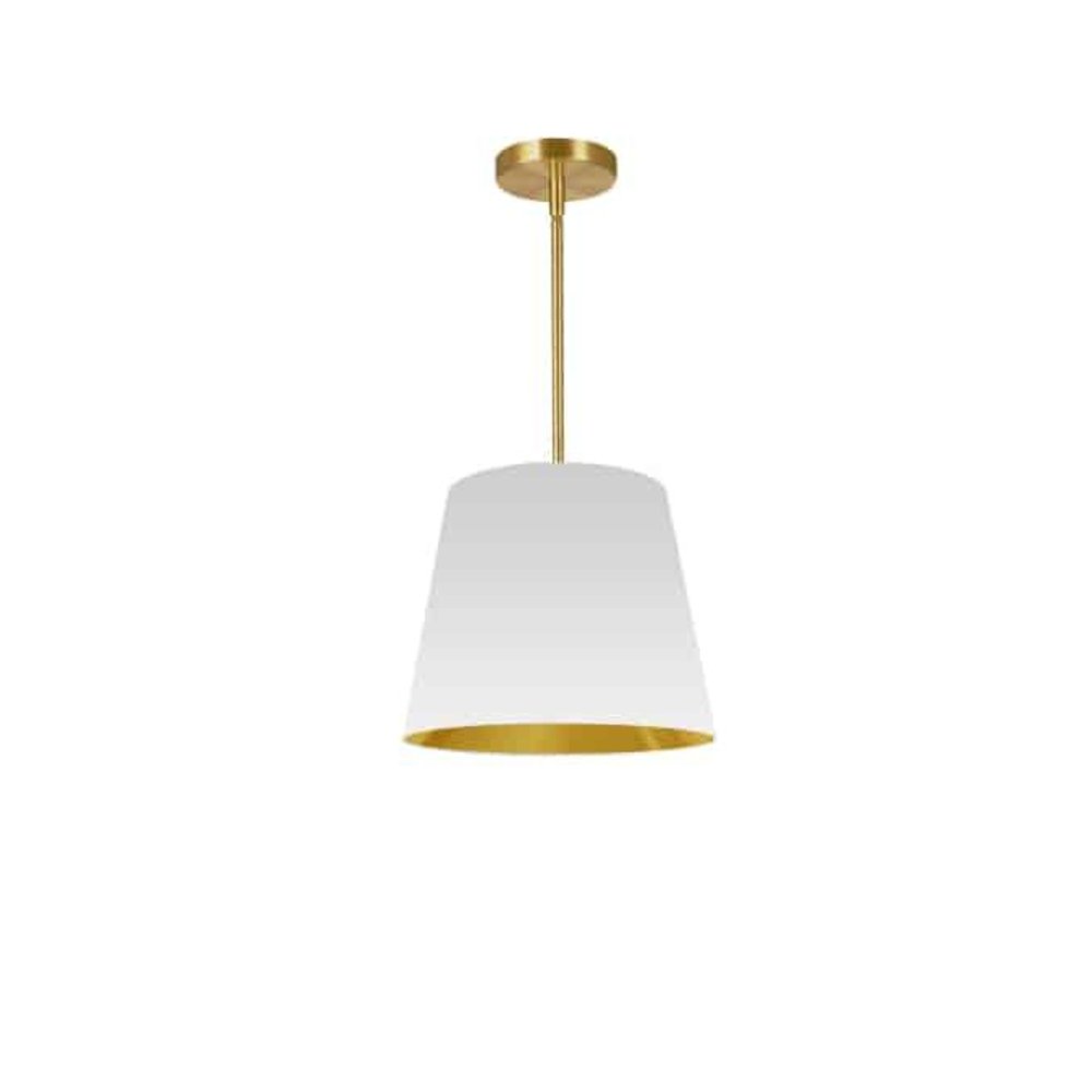 1LT Oversized Drum Pendant Small, WH/GLD Shade. Picture 1