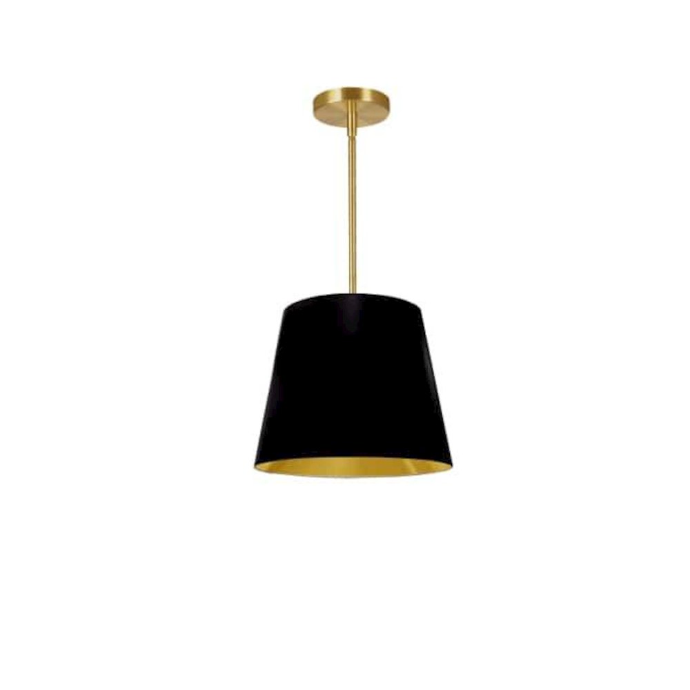 1LT Oversized Drum Pendant Small, BK/GLD Shade. Picture 1