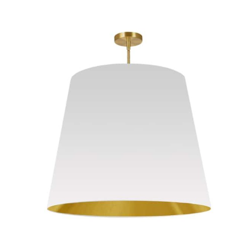 1LT Oversized Drum Pendant X-Large, WH/GLD Shade. Picture 1