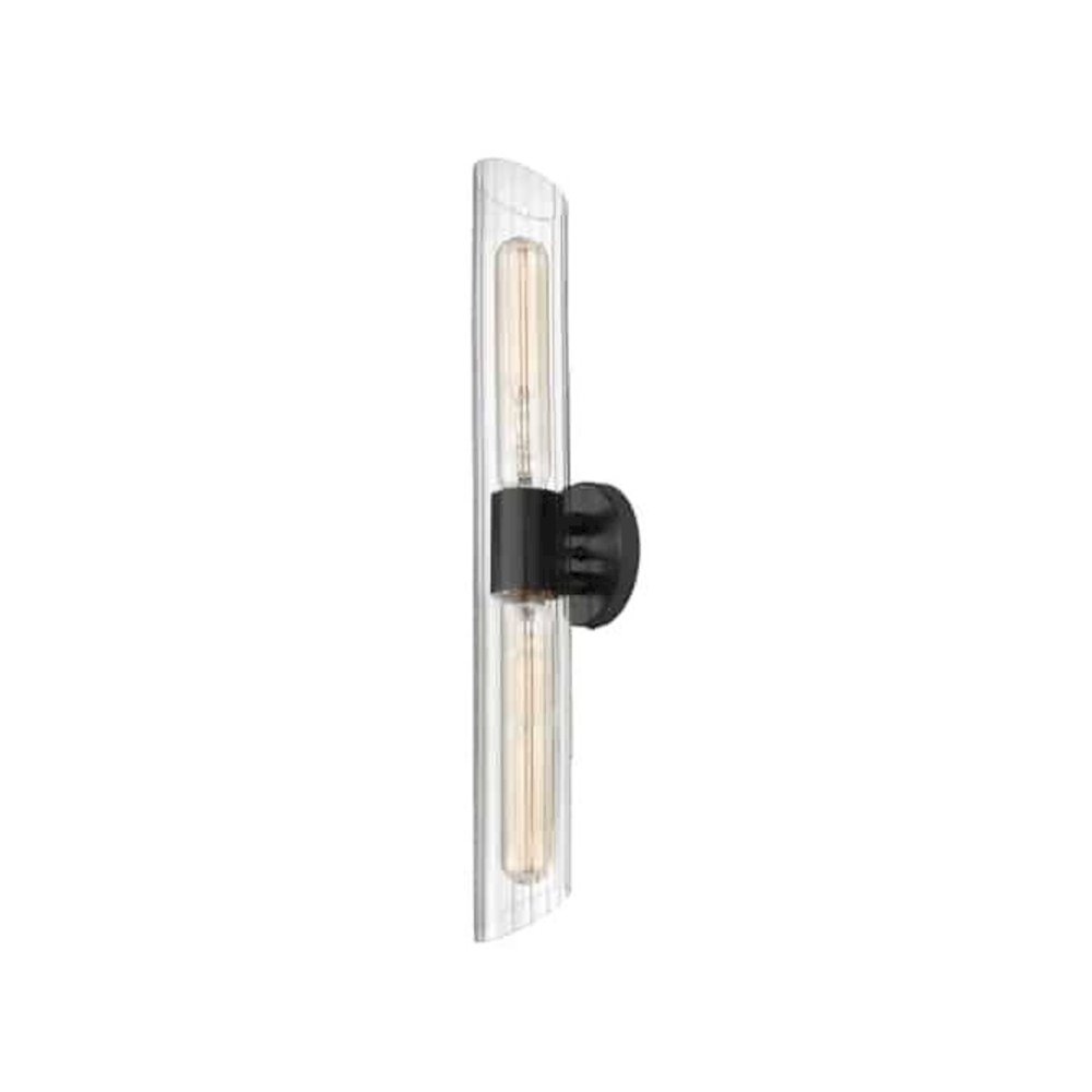 2LT Vanity, MB, Clear Fluted Glass. Picture 1