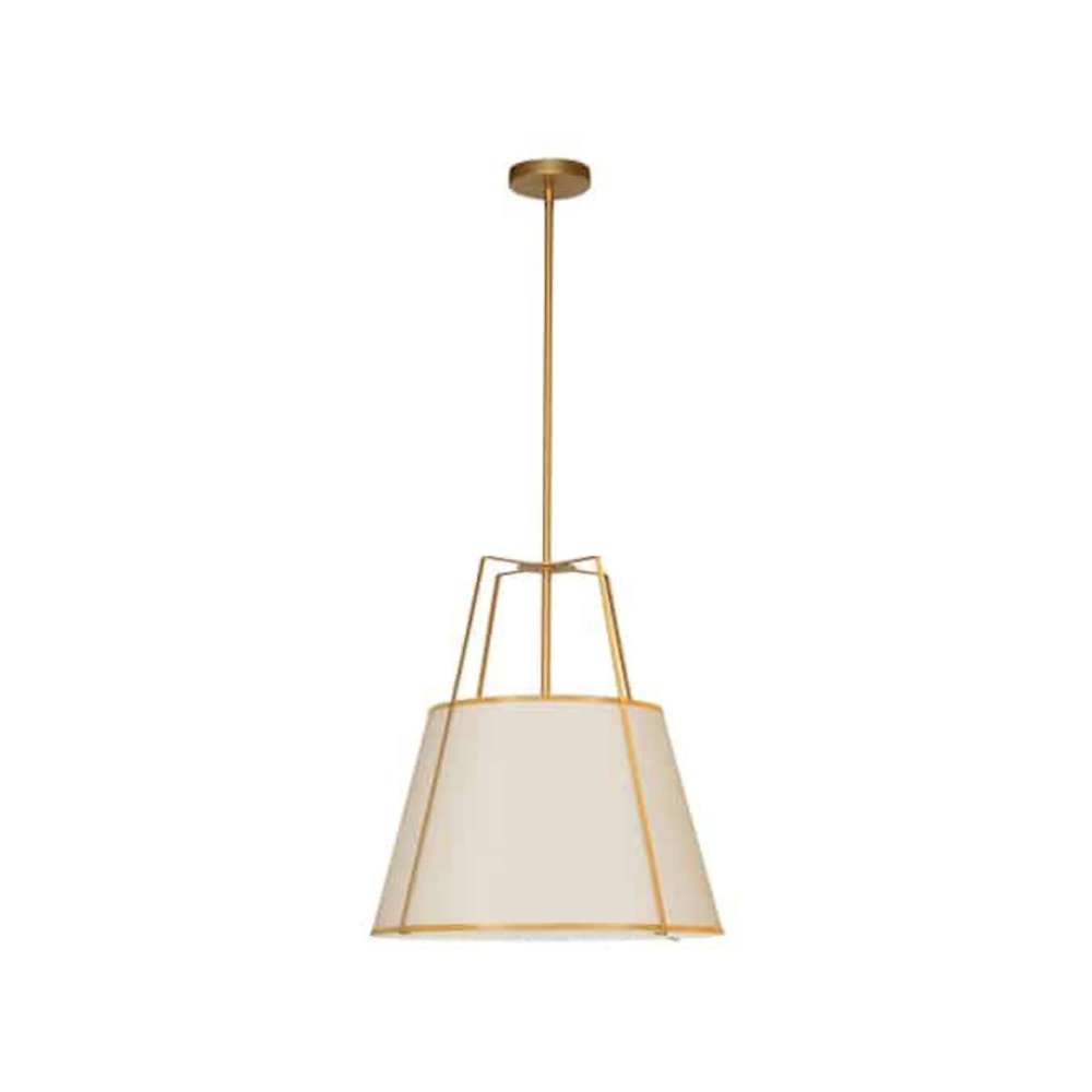 3LT Trapezoid Pendant GLD/CRM Shade, 790 Diff. Picture 1