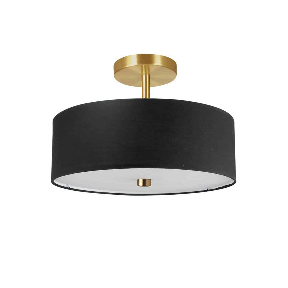 3LT Incandescent Semi-Flush AGB, Black Shade. Picture 1