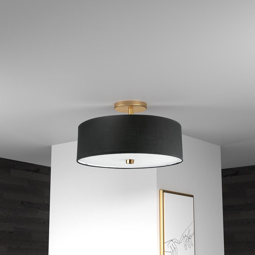 3LT Incandescent Semi-Flush AGB, Black Shade. Picture 2