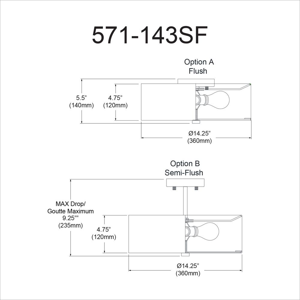 3LT Semi-Flush MB, Grey Shade. Picture 3