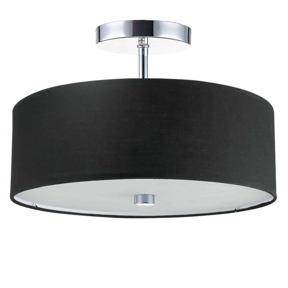 3LT Incandescent Semi-Flush PC, Black Shade. Picture 1