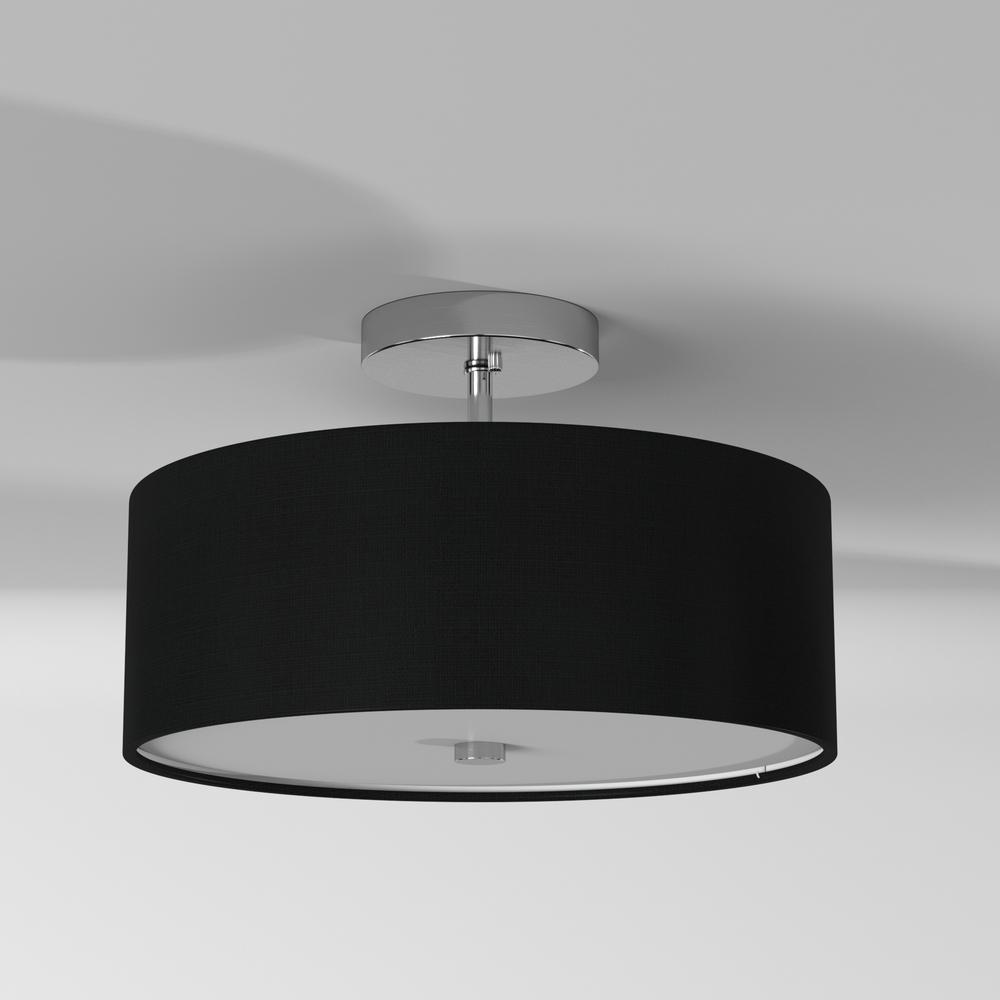 3LT Incandescent Semi-Flush PC, Black Shade. Picture 5