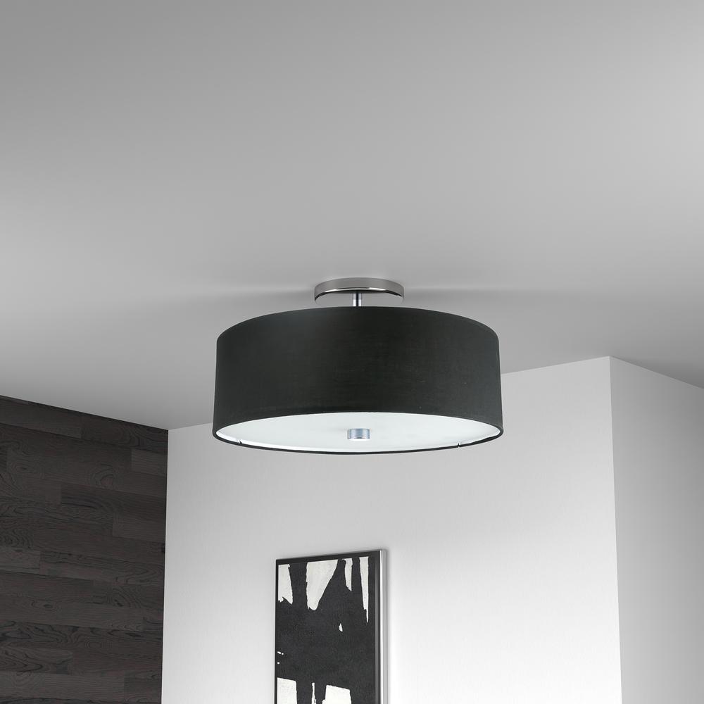 3LT Incandescent Semi-Flush PC, Black Shade. Picture 2
