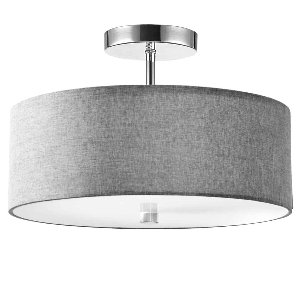 3LT Incandescent Semi-Flush PC, Grey Shade. Picture 1