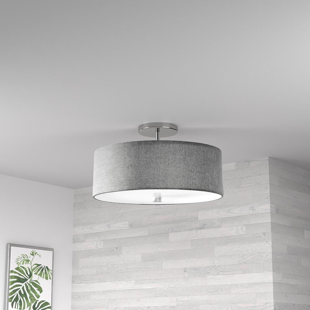 3LT Incandescent Semi-Flush PC, Grey Shade. Picture 2