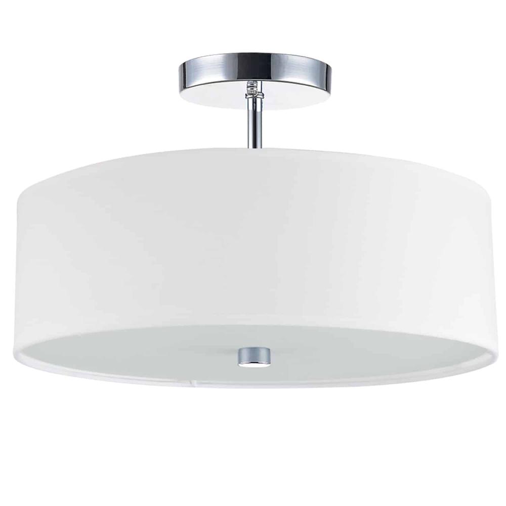 3LT Incandescent Semi-Flush PC, White Shade. Picture 1