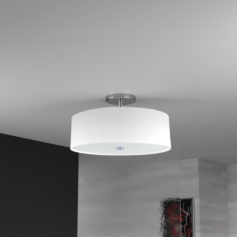 3LT Incandescent Semi-Flush PC, White Shade. Picture 2