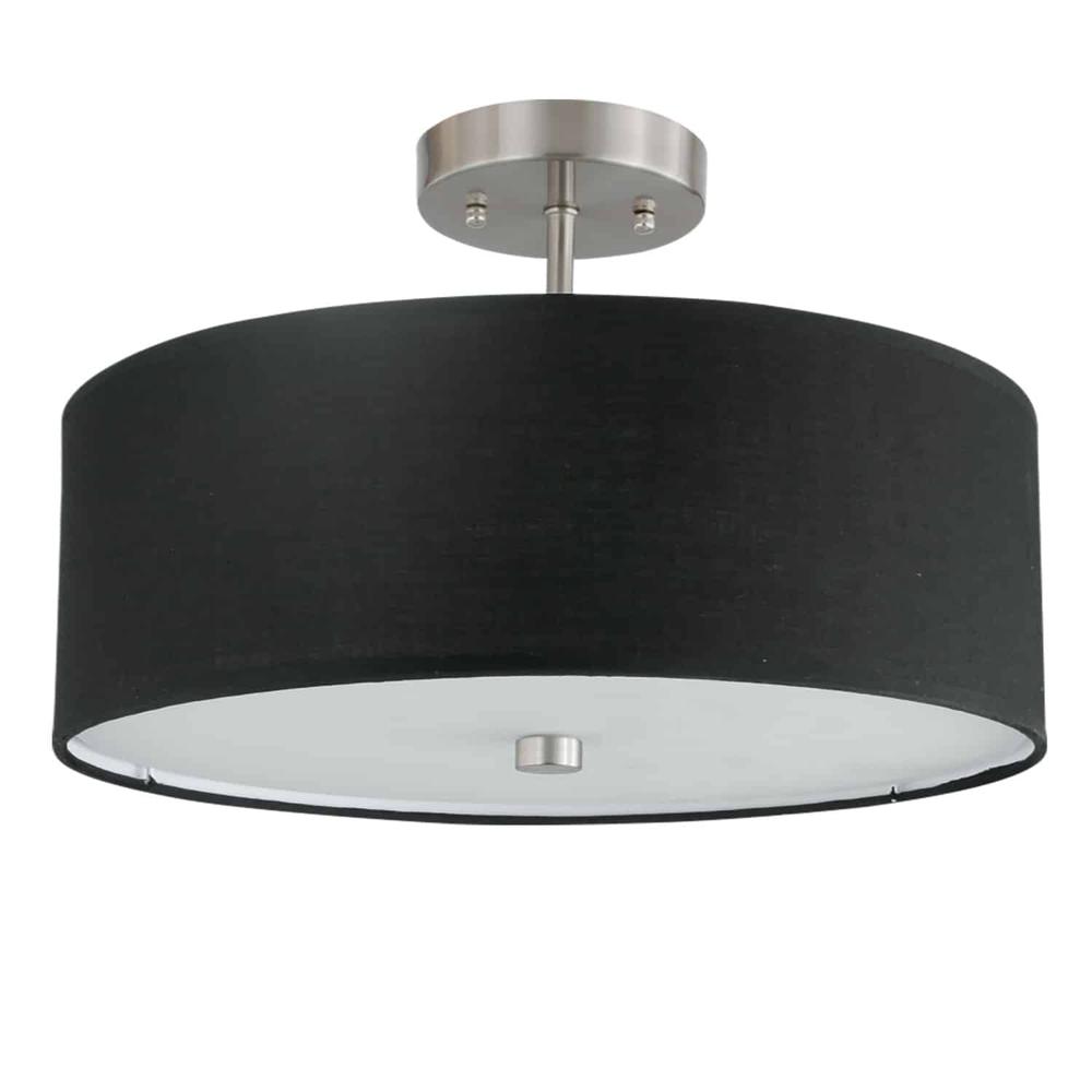 3LT Incandescent Semi-Flush SC, Black Shade. Picture 1