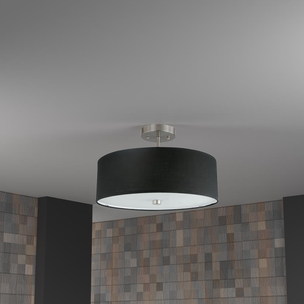 3LT Incandescent Semi-Flush SC, Black Shade. Picture 2