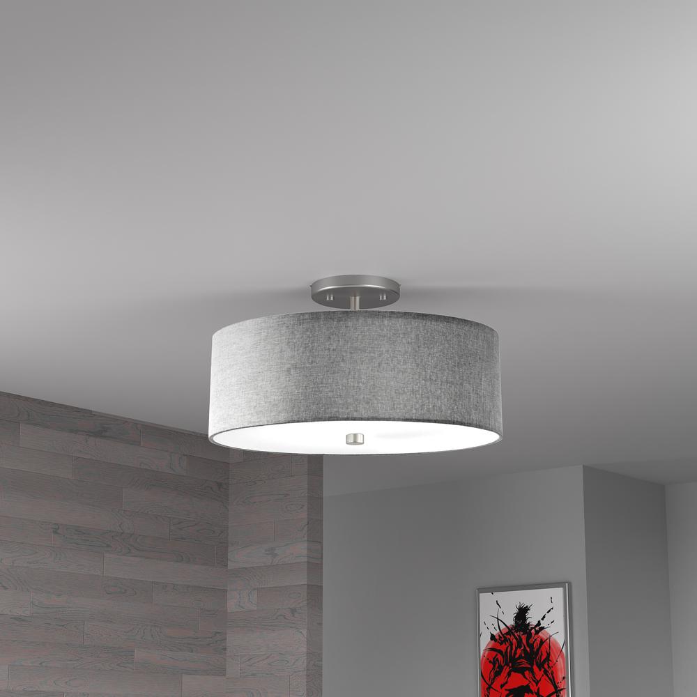 3LT Incandescent Semi-Flush SC, Grey Shade. Picture 2