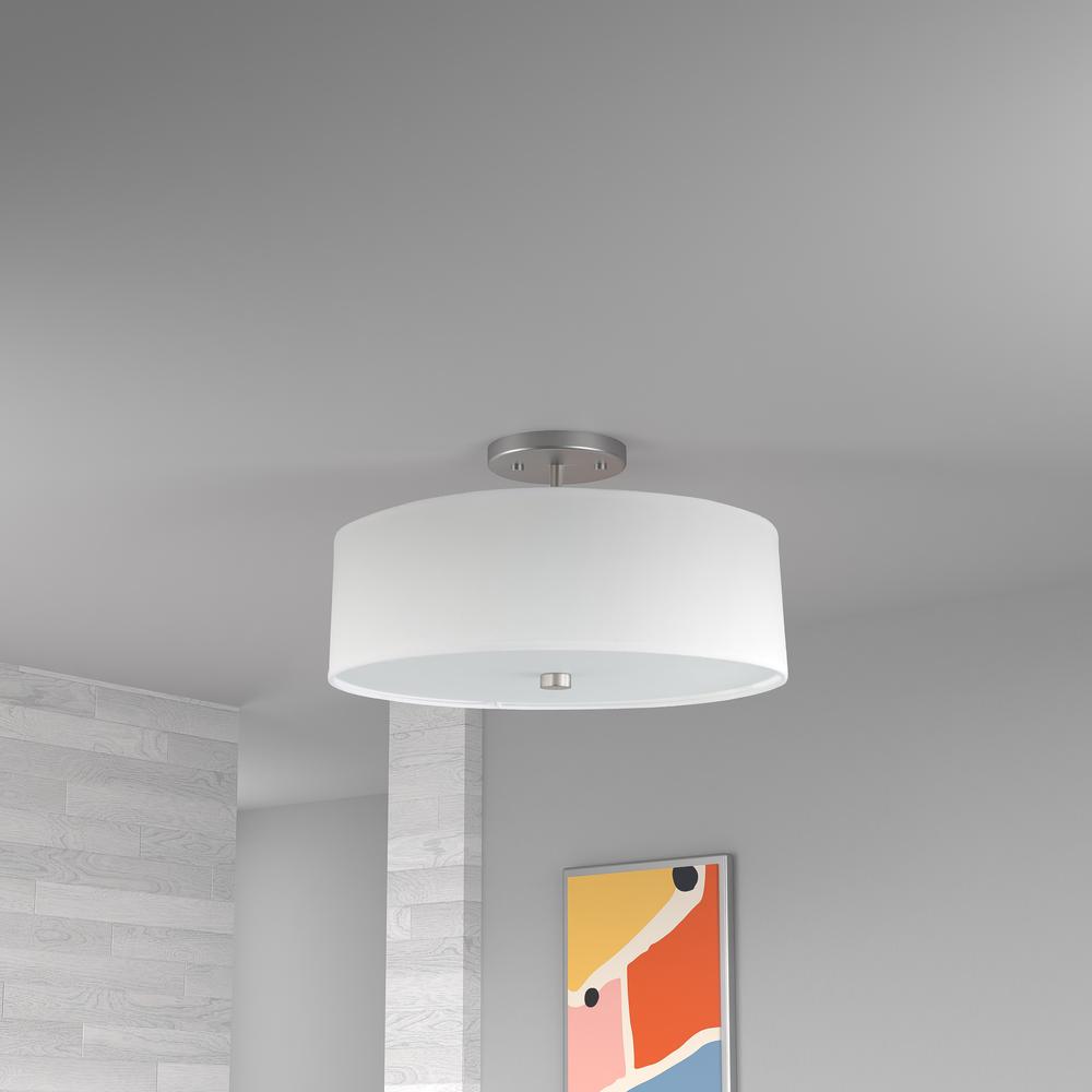 3LT Incandescent Semi-Flush SC, White Shade. Picture 2