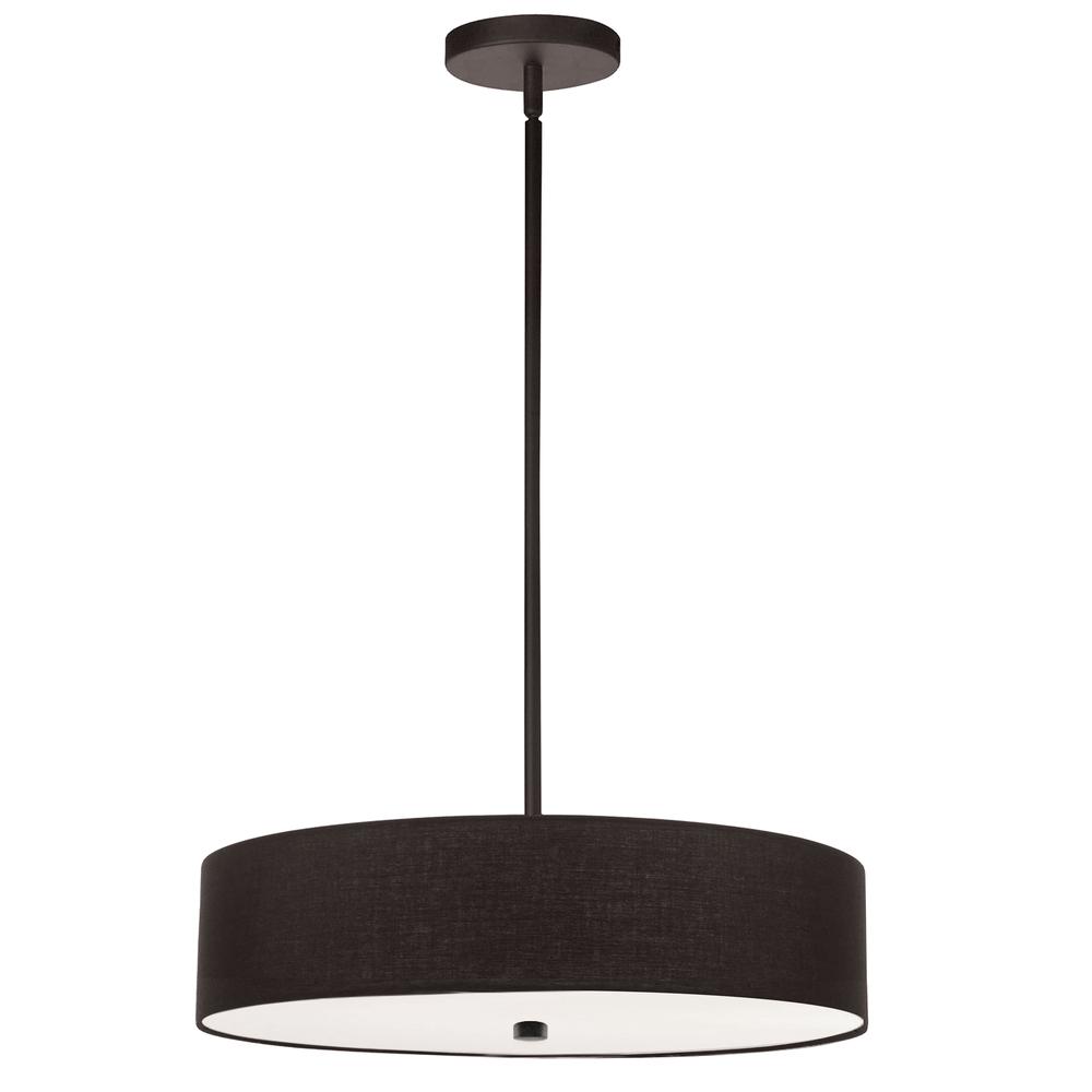 4LT Incandescent Pendant MB, Black Shade. Picture 1