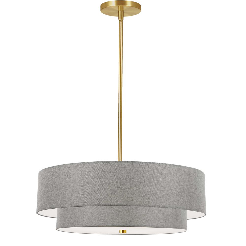4LT Incand 2 Tier Pendant, AGB, GRY Shade. Picture 1