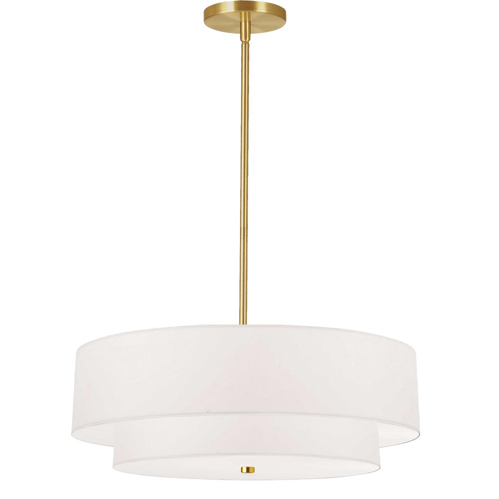 4LT Incand 2 Tier Pendant, AGB, WH Shade. Picture 1