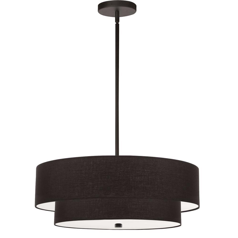 4LT Incand 2 Tier Pendant, MB, BK Shade. Picture 1
