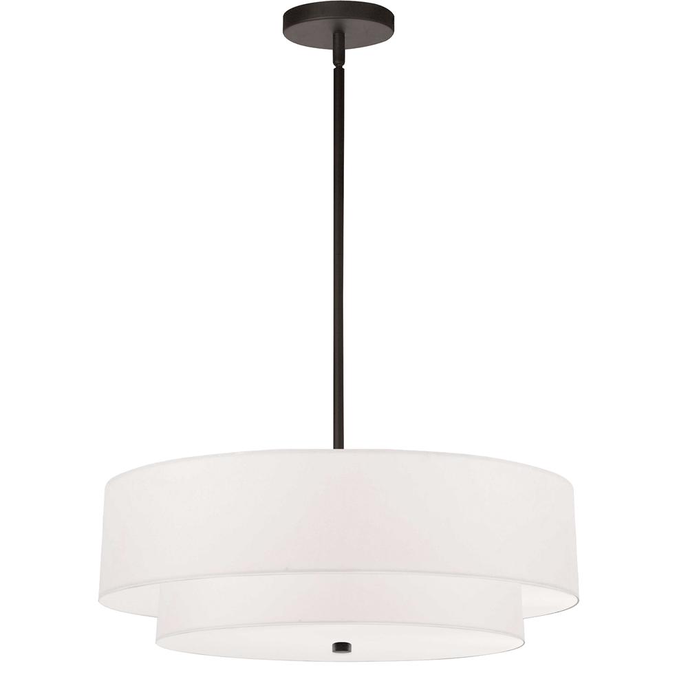 4LT Incand 2 Tier Pendant, MB, WH Shade. Picture 1