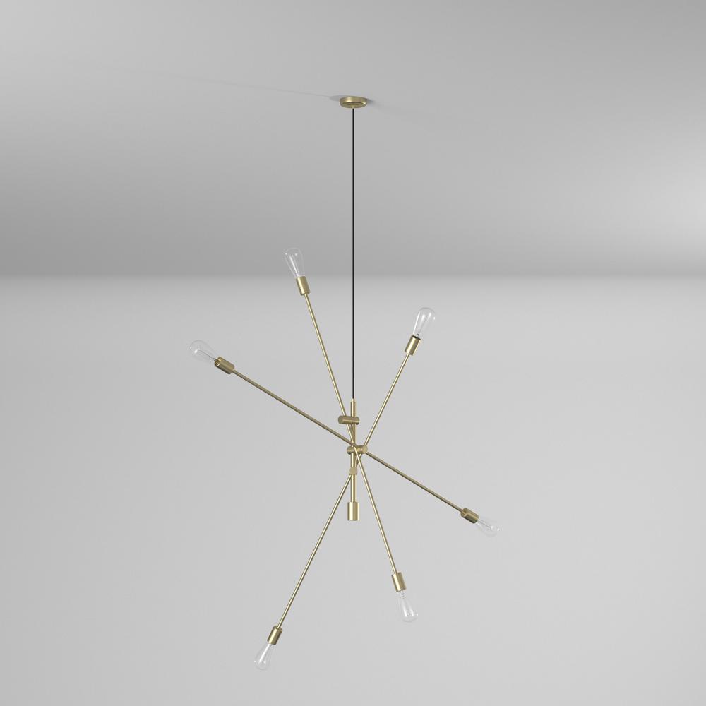 6LT Incandescent Adjustable Pendant, Aged Brass. Picture 5