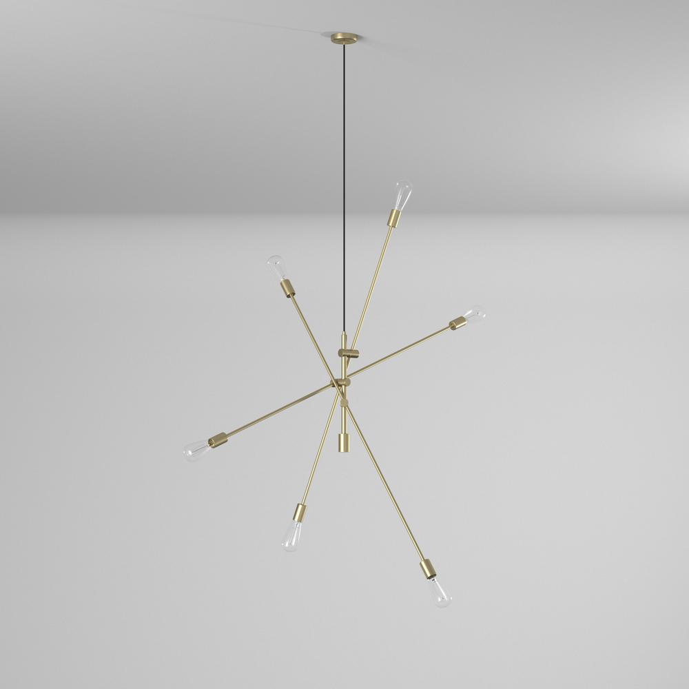 6LT Incandescent Adjustable Pendant, Aged Brass. Picture 6