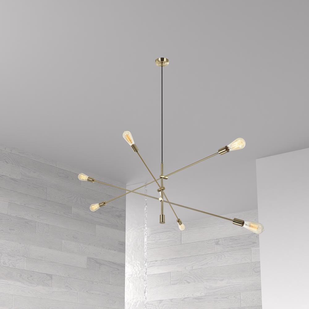 6LT Incandescent Adjustable Pendant, Aged Brass. Picture 2