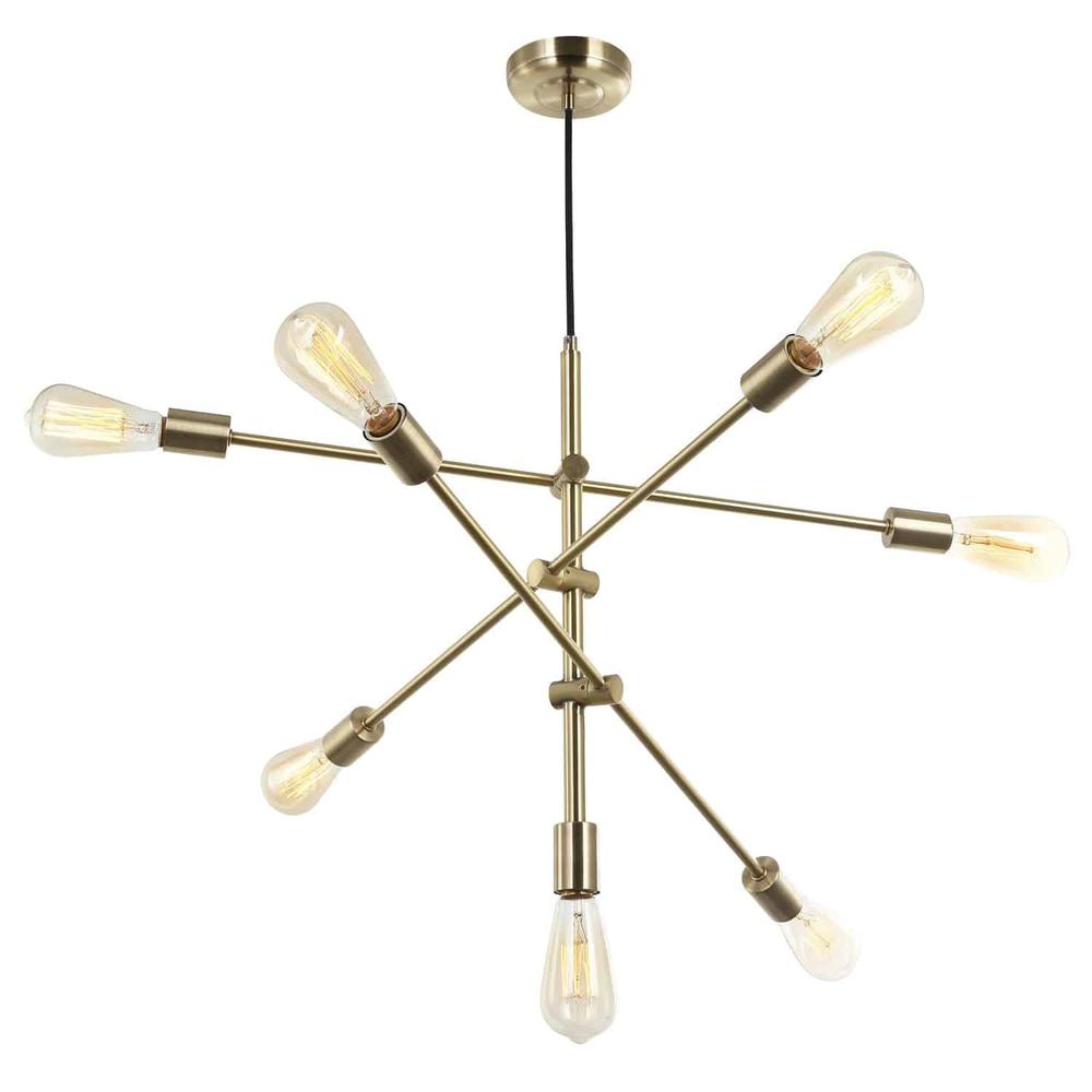 7LT Incandescent Adjustable Pendant, Aged Brass. Picture 1
