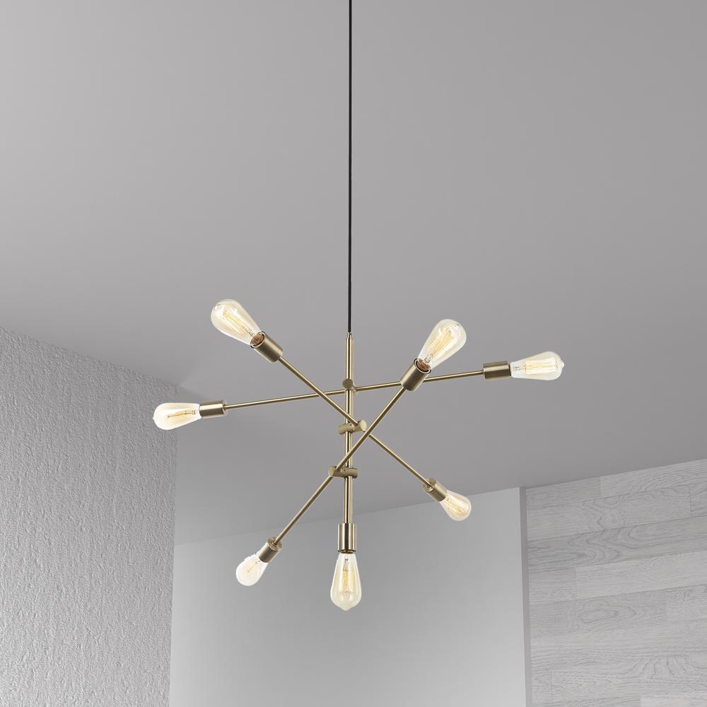 7LT Incandescent Adjustable Pendant, Aged Brass. Picture 2