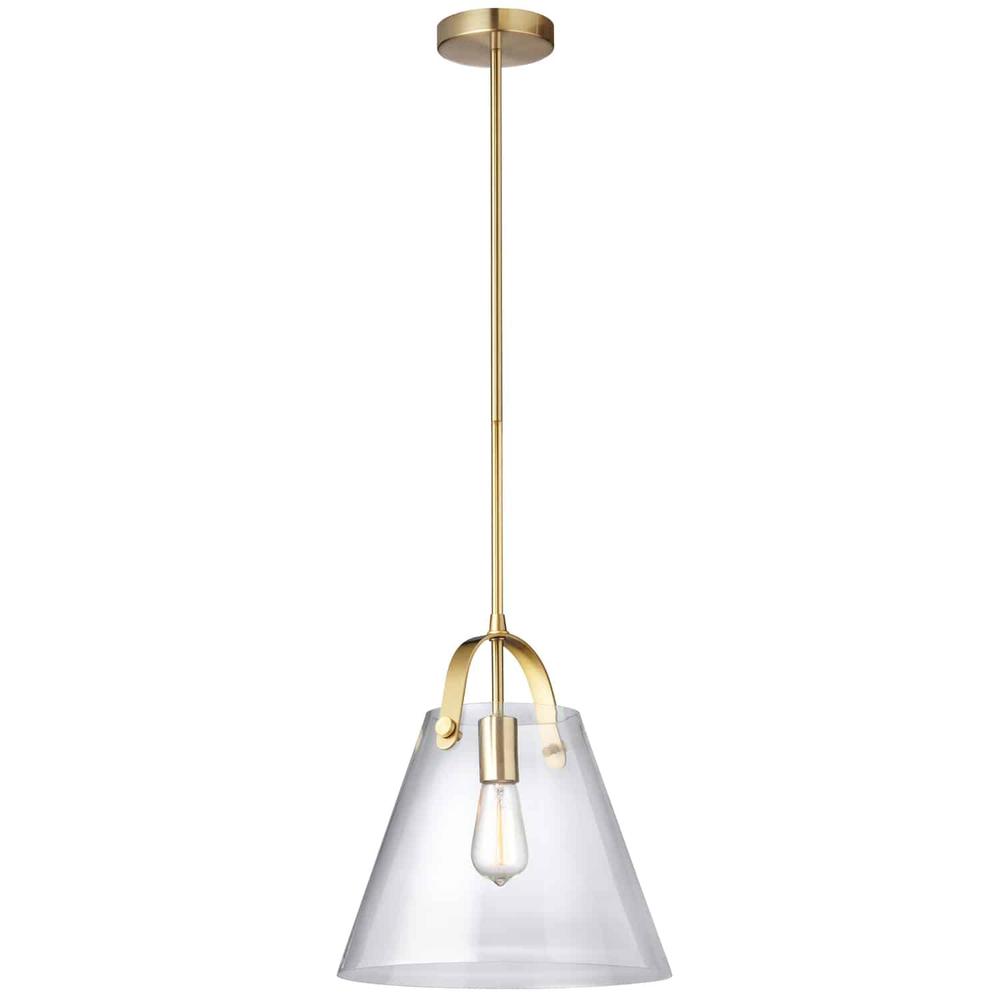 1LT Incandescent Pendant, Aged Brass,Clear Glass. Picture 1