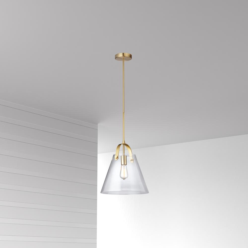 1LT Incandescent Pendant, Aged Brass,Clear Glass. Picture 2