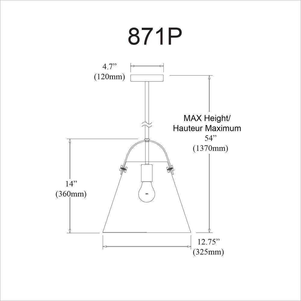 1LT Incandescent Pendant, Black, Clear Glass. Picture 3
