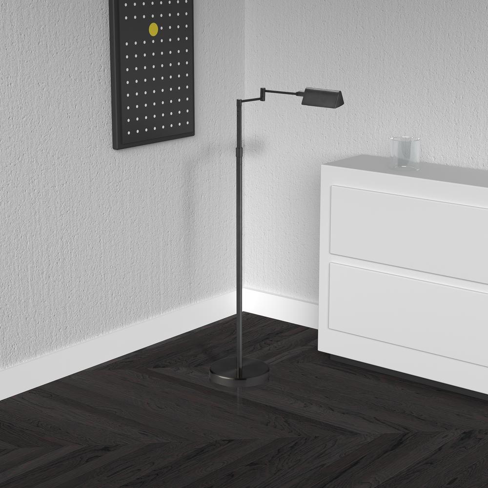 9W Swing Arm Floor, Black Finish. Picture 2