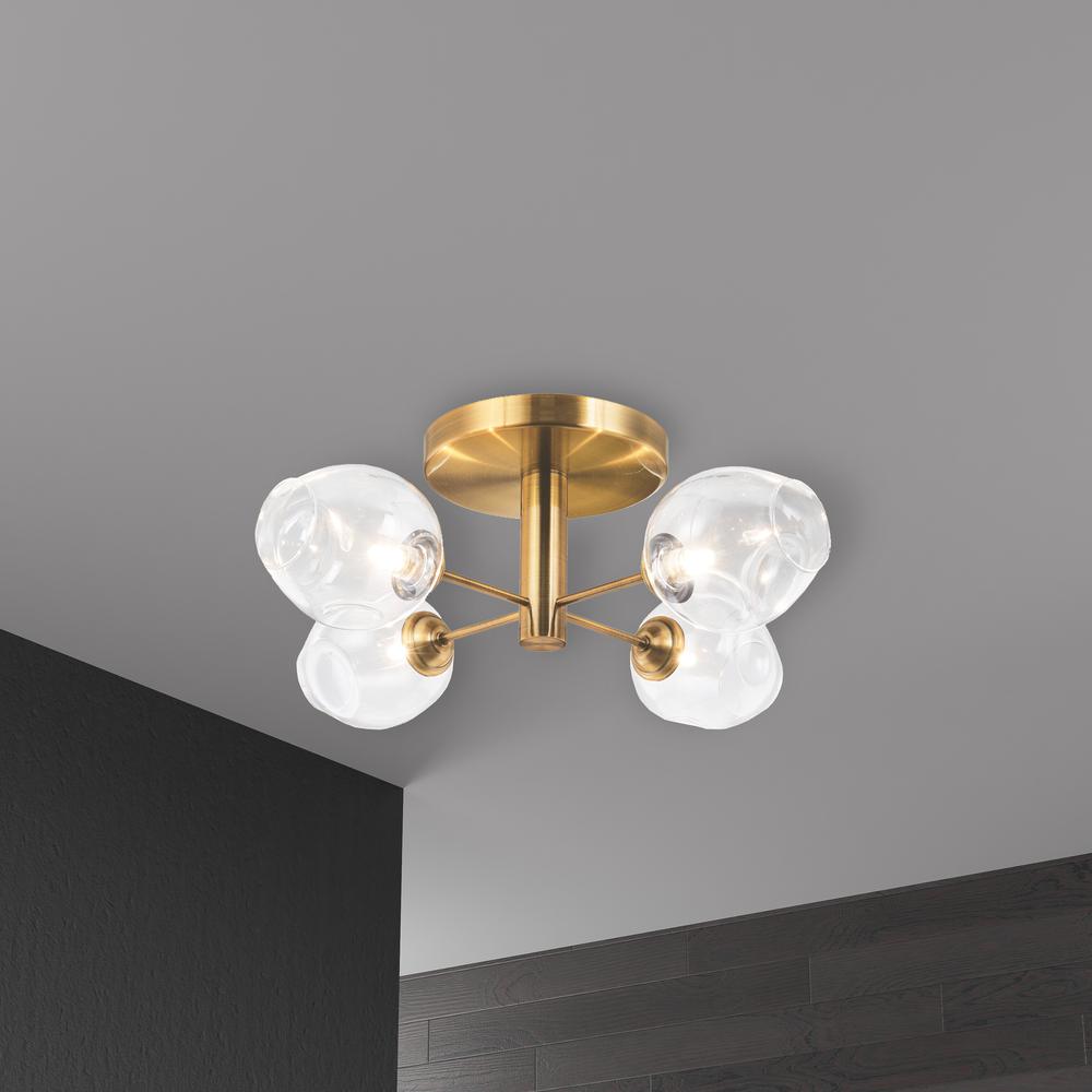 4LT Semi Flush, VB Finish, Clear Glass. Picture 2