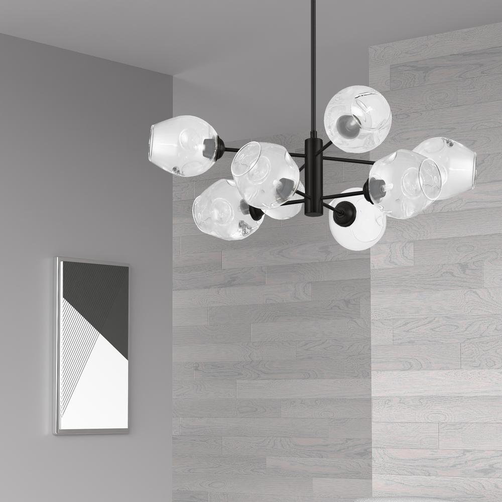 8LT Chandelier, MB, Clear Glass. Picture 2