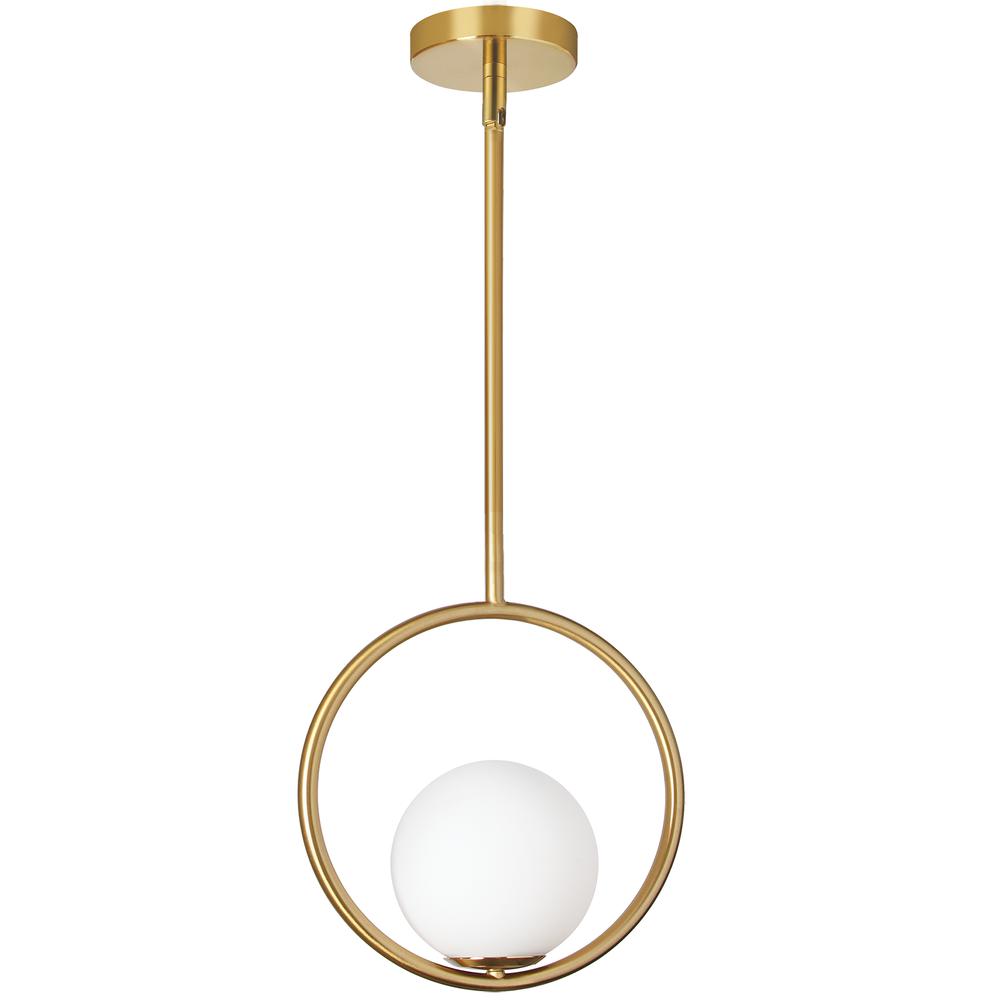 1LT Halogen Pendant AB Finish, White Glass. Picture 1