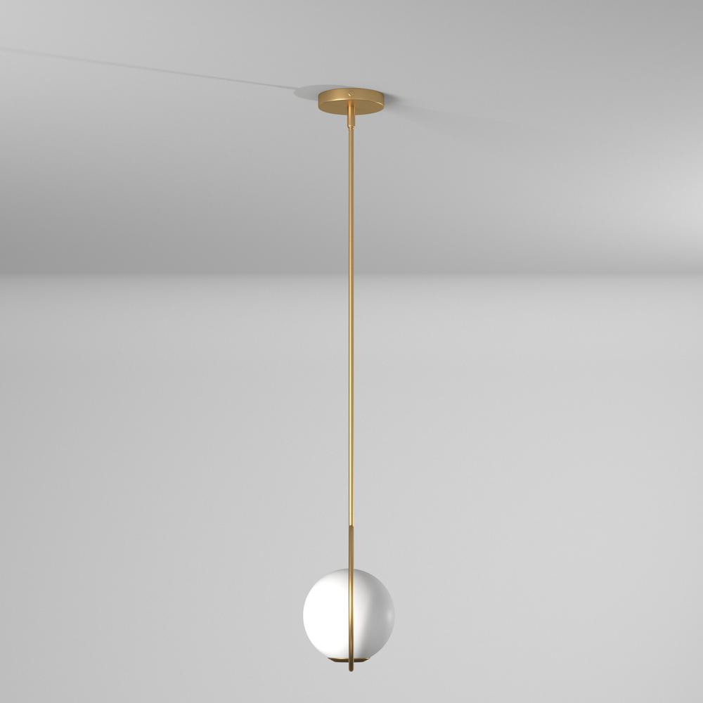 1LT Halogen Pendant AB Finish, White Glass. Picture 6