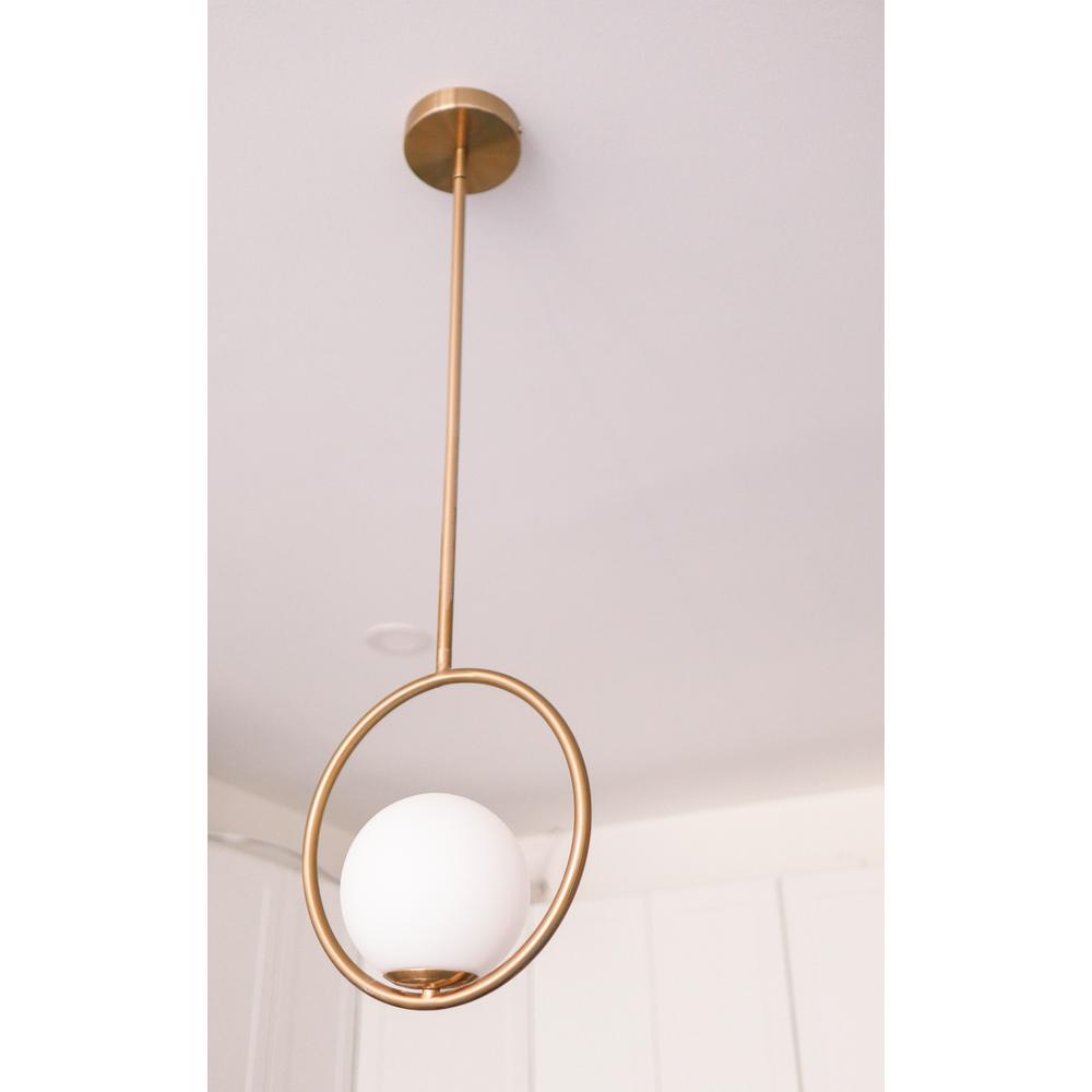 1LT Halogen Pendant AB Finish, White Glass. Picture 9
