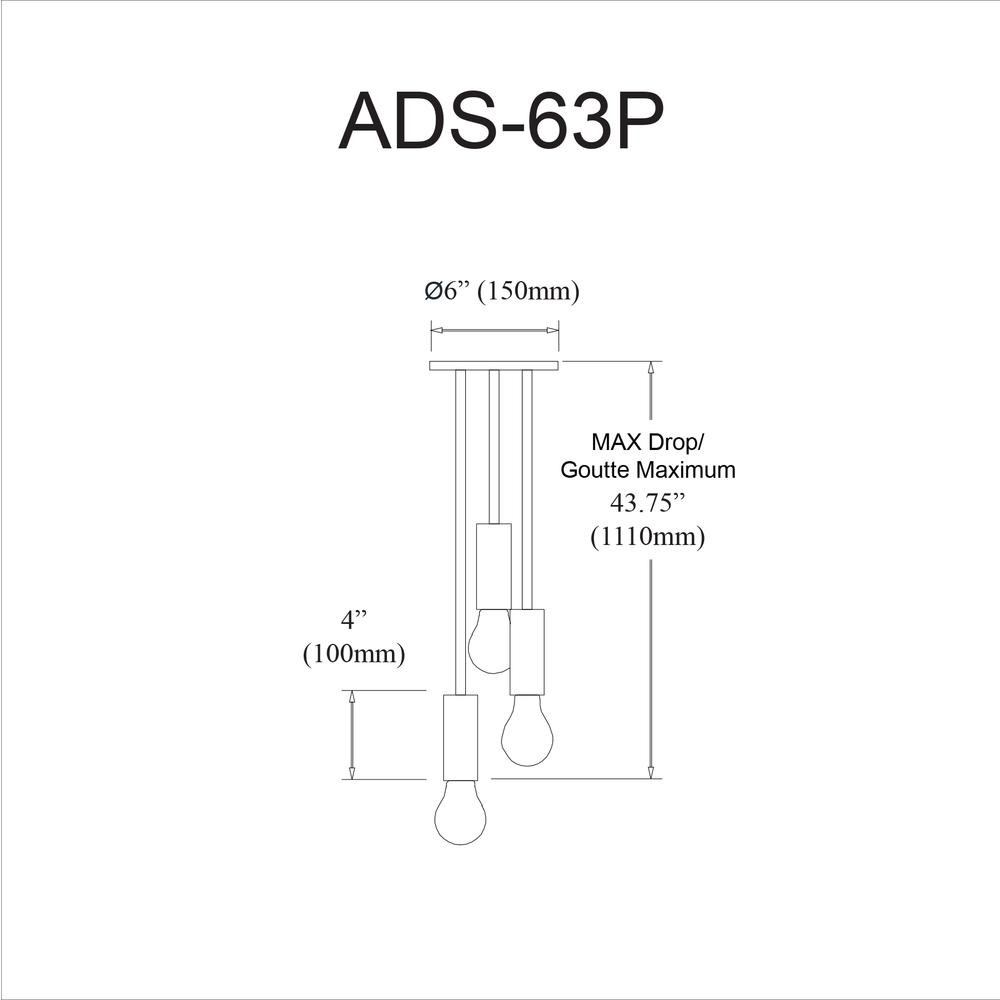 3LT Incandescent Pendant,  AGB. Picture 2