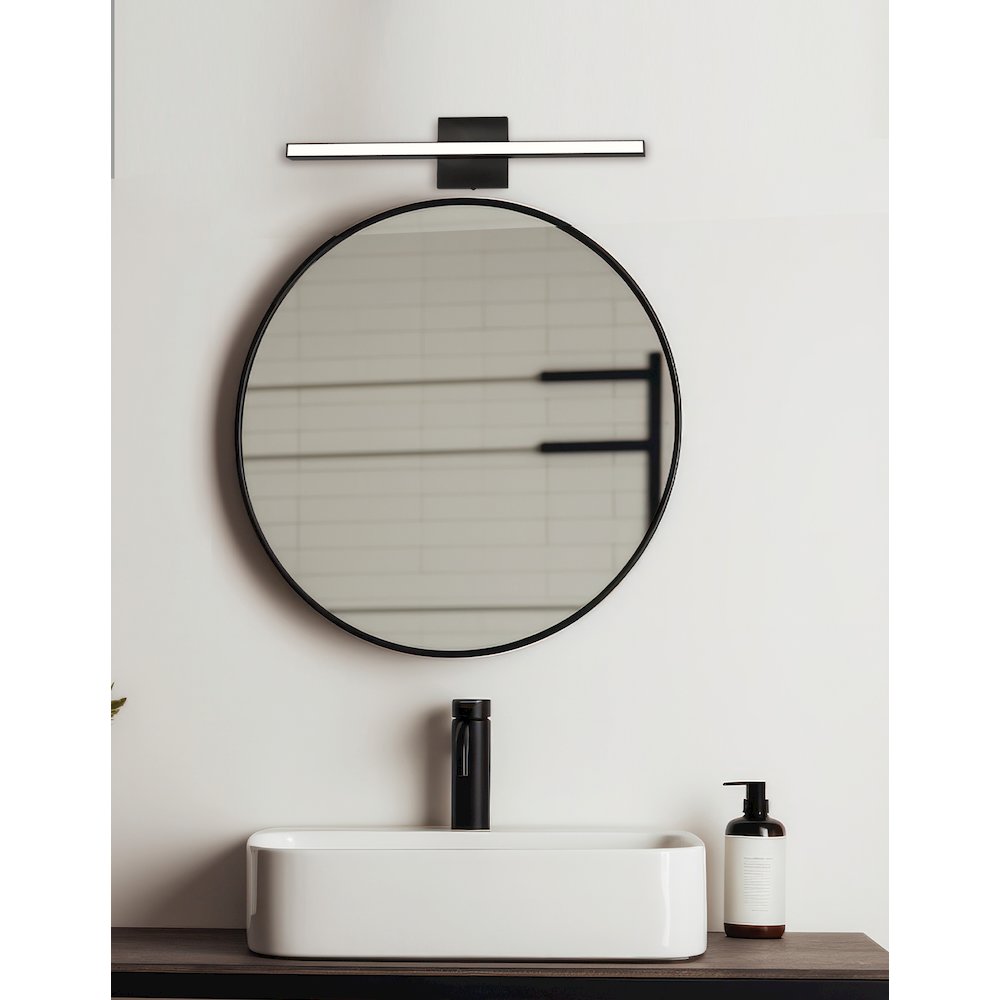 18W Colour Changing Vanity Matte Black with Frosted Acrylic Diffuser. Picture 3