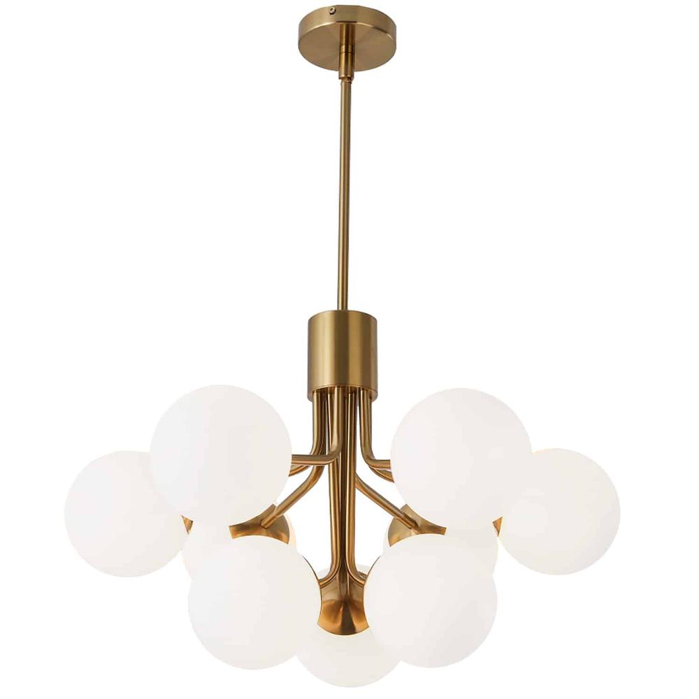 9LT Chandelier, AGB Finish, Opal Glass. Picture 1