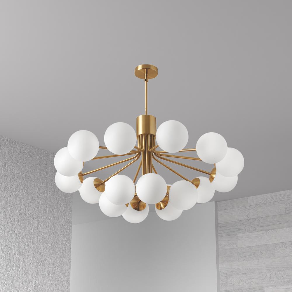 9LT Chandelier, AGB Finish, Opal Glass. Picture 2